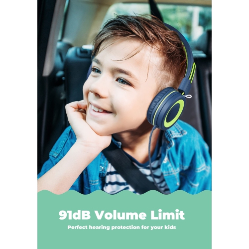 WeDuet Kids Headphones with Microphone, Wired Headphones for Kids Teens with Sharing Splitter, 91dB Safe Volume Limited Tang