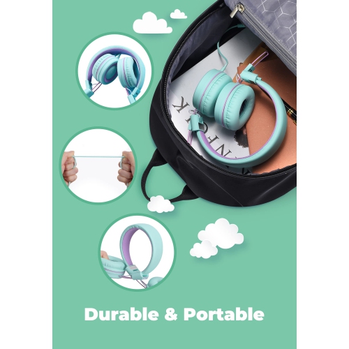 WeDuet Kids Headphones with Microphone, Wired Headphones for Kids Teens with Sharing Splitter, 91dB Safe Volume Limited Tang