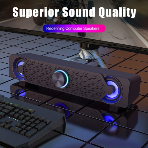 PC Speakers,Smalody Computer Gaming Speaker Cool Led/Volume Control Powered by USB, Stereo PC Laptop Desktop Loudspeaker