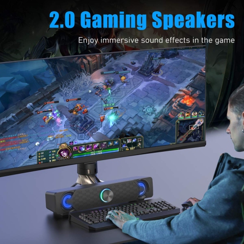 PC Speakers,Smalody Computer Gaming Speaker Cool Led/Volume Control Powered by USB, Stereo PC Laptop Desktop Loudspeaker