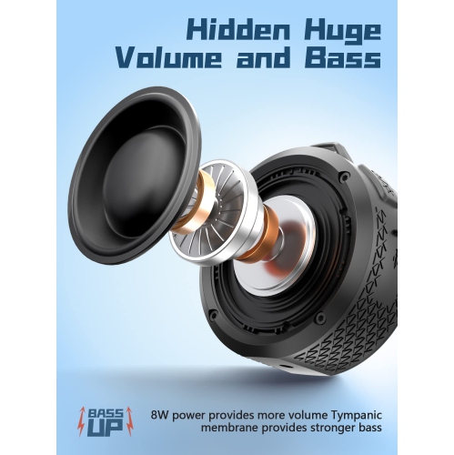 Portable Bluetooth Speaker, IPX7 Waterproof Bluetooth Shower Speaker, 8W Output True Wireless Stereo, Enhanced Bass, HD Sound, Mini Speaker 2000mAh