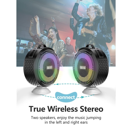 Portable Bluetooth Speaker, IPX7 Waterproof Bluetooth Shower Speaker, 8W Output True Wireless Stereo, Enhanced Bass, HD Sound, Mini Speaker 2000mAh