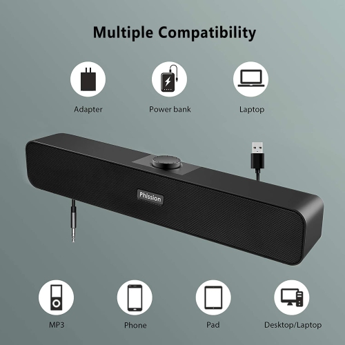 Computer Speakers, MARBOO Speakers 6w with 2 Diaphragm USB Powered Speaker, 2.0 Stereo Speaker for Laptop Desktop PC Cellpho