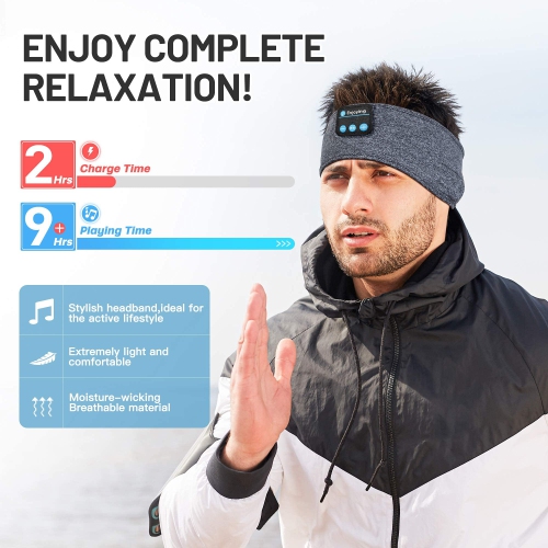 Sleep Headphones Wireless, Perytong Bluetooth Sports Headband Headphones with Ultra-Thin HD Stereo Speakers Perfect for Slee