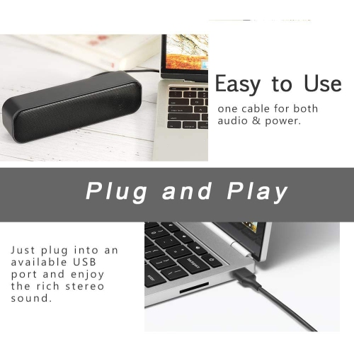 HONKYOB USB Computer Speakers,Laptop Speakers Wired USB Powered,Portable Mini Sound Bar PC Speakers for Windows PC,Desktop C