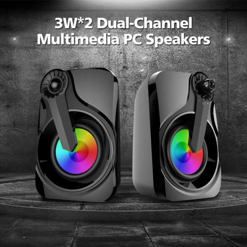 Computer Speakers, Marboo 2.0 3.5mm Jack USB Powered Multimedia Desktop, Windows, Laptop, Tablets, Smartphone, PC Black