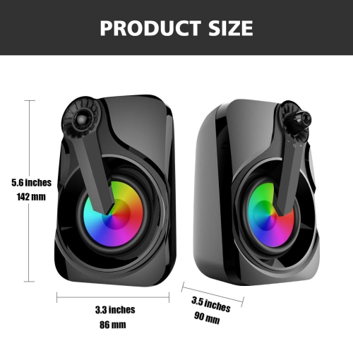 Computer Speakers, Marboo 2.0 3.5mm Jack USB Powered Multimedia Desktop, Windows, Laptop, Tablets, Smartphone, PC Black