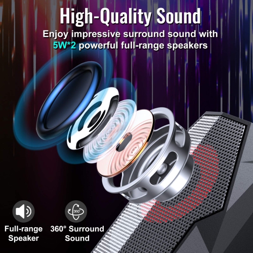 SPKPAL Computer Speakers,RGB Gaming PC Speaker,2.0 Wired USB-Powered Stereo Volume Control Multimedia Speakers for Laptop De