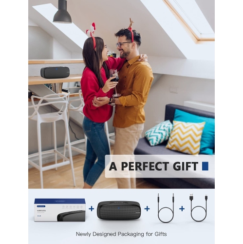 LENRUE Bluetooth Speaker, Wireless Portable Speaker with Loud Stereo Sound, Rich Bass, 12-Hour Playtime, Built-in Mic. Perfe