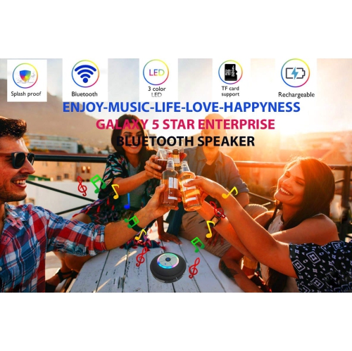 Waterproof Bluetooth Speaker With Color Changing RGB Light's With On/Off Switch, Waterproof/Water Resistent Wirless Shower S