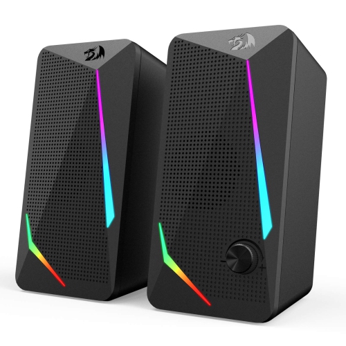 HLD  Redragon Gs510 RGB Desktop Speakers, 2.0 Channel PC Computer Stereo Speaker With 4 Colorful Led Backlight Modes, Enhanced Ba