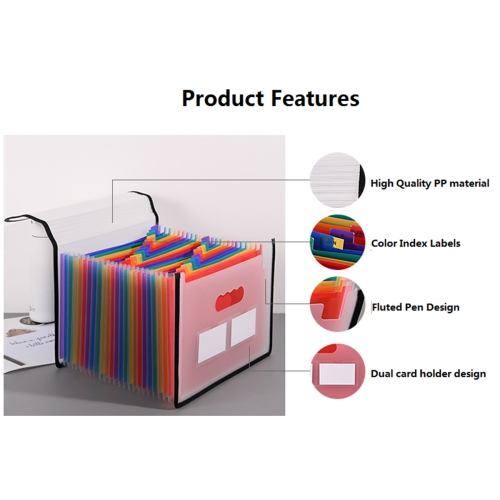 Le classeur expansible de navor avec 24 pochettes ,Range-tout portatif de format A4, convient pour la maison, le bureau, l’étude et les voyages avec