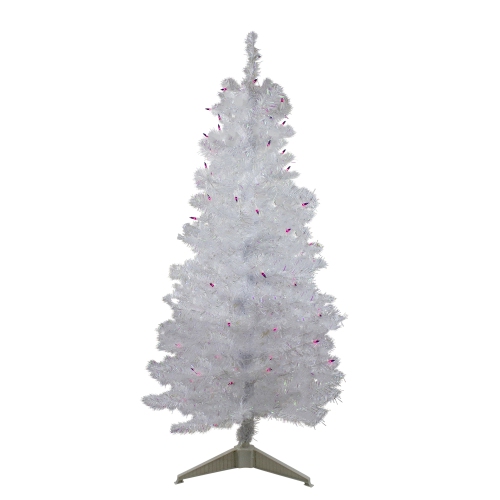 4' Pre-lit White Iridescent Pine Artificial Christmas Tree - Purple Lights