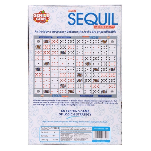 Sequil Board Game Strategy Family Card Table Game for Adults and Kids an Exciting Game of Logic & Strategy