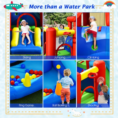 Costway 9-in-1 Inflatable Water Slide Kids Bounce Castle Giant Water Park w/ 860W Blower