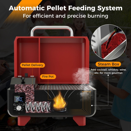 Costway Portable Tabletop Pellet Grill Outdoor Smoker BBQ w/Digital Control System