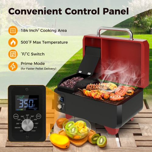 Costway Portable Tabletop Pellet Grill Outdoor Smoker BBQ w/Digital Control System