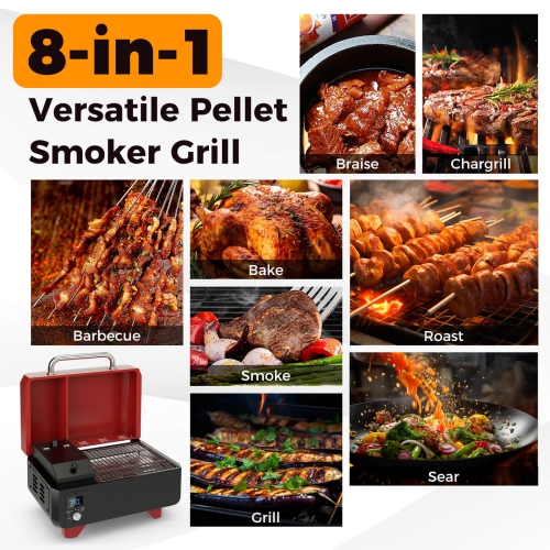 Costway Portable Tabletop Pellet Grill Outdoor Smoker BBQ w/Digital Control System