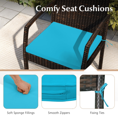 Topbuy 7- Piece Patio Dining Furniture Set Acacia Wood and Wicker Dining Table Armchairs Navy/Red/White/Turquoise