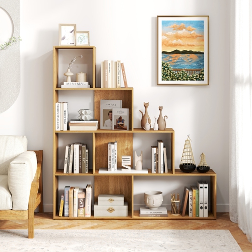 Topbuy 4-Layer Corner Storage Rack Freestanding Display Bookshelf Burlywood/White