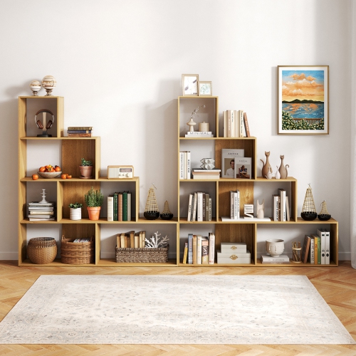 Topbuy 4-Layer Corner Storage Rack Freestanding Display Bookshelf Burlywood/White