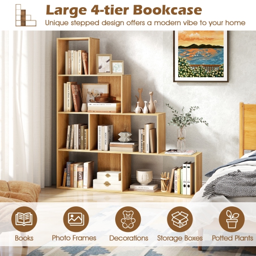 Topbuy 4-Layer Corner Storage Rack Freestanding Display Bookshelf Burlywood/White
