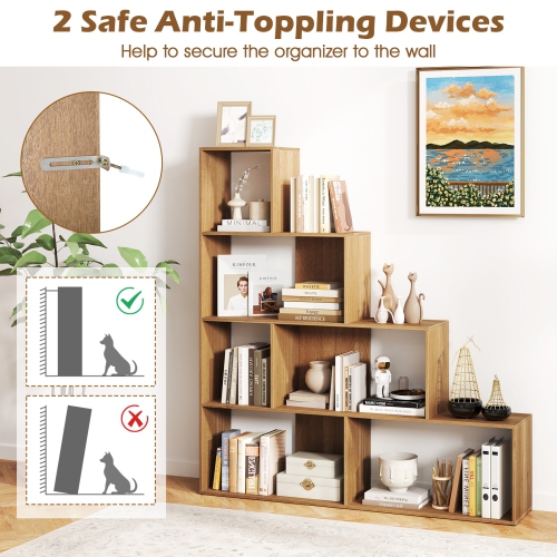 Topbuy 4-Layer Corner Storage Rack Freestanding Display Bookshelf Burlywood/White