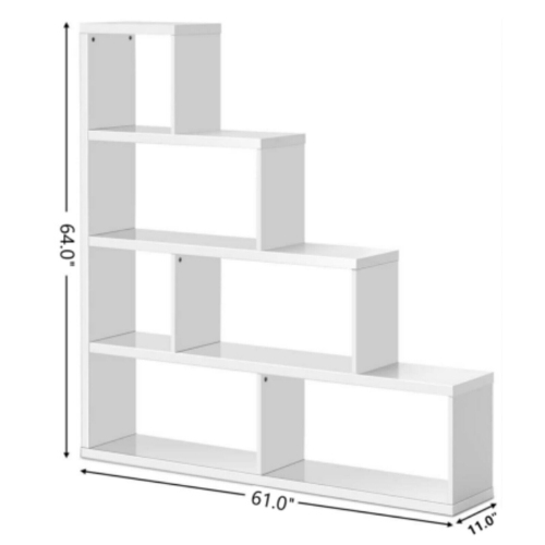 Topbuy 4-Layer Corner Storage Rack Freestanding Display Bookshelf Burlywood/White