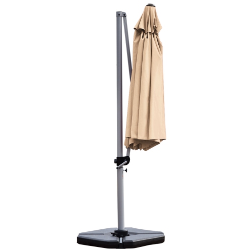 Parasol carré excentré de 11 pi marché de TopBuy avec base bourgogne/rouge brique/beige/bleu/havane