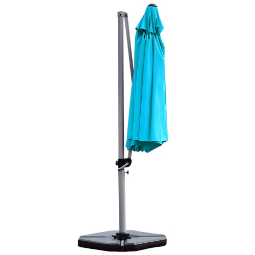 Topbuy 11' Market Umbrella Outdoor Patio Square Offset w/Base Burgundy/Brick Red/Beige/Blue/Tan