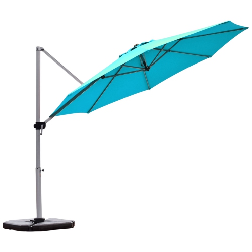 Topbuy 11' Market Umbrella Outdoor Patio Square Offset w/Base Burgundy/Brick Red/Beige/Blue/Tan