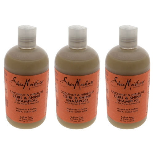 Shampooing Coconut and Hibiscus Curl Shine par Shea Moisture pour unisexe - 13 oz de Shampooing - Pack de 3