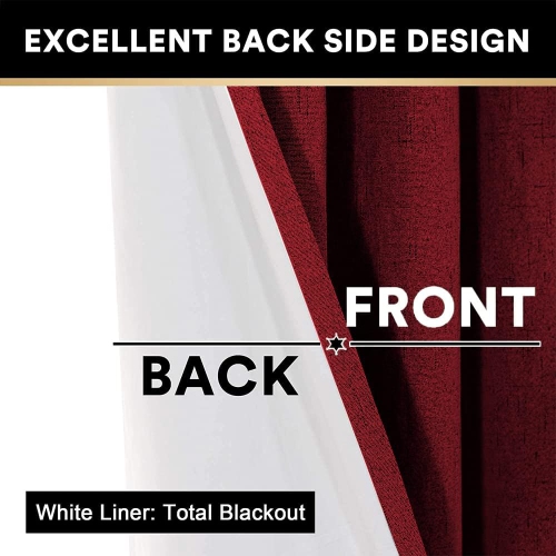 Rideau opaque en lin synthétique texturé Canadian, 52 larg. X 84 long., long. Rideau en lin isolé, passe-fils, motif toile de jute, rouge