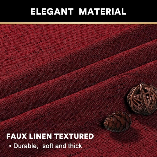 Rideau opaque en lin synthétique texturé Canadian, 52 larg. X 84 long., long. Rideau en lin isolé, passe-fils, motif toile de jute, rouge