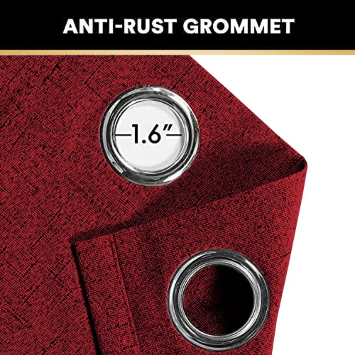 Rideau opaque en lin synthétique texturé Canadian, 52 larg. X 84 long., long. Rideau en lin isolé, passe-fils, motif toile de jute, rouge