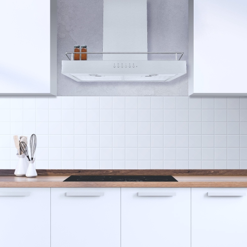 Ancona 30" 450 CFM Convertible Wall Mount Range Hood with Auto Night Light and Built-in Shelf in Stainless Steel