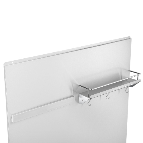 Ancona 36" Stainless Steel Backsplash with Magnetic Knife Strip, Hook Rail and Shelf