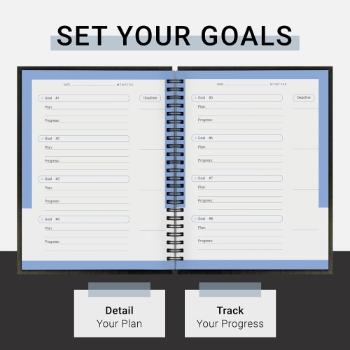 FitMate Fitness Journal, 160-page Spiral Workout Log Book with Goal Setting, Progress Tracking, Detailed Planner, 8 x 6" - Postermate