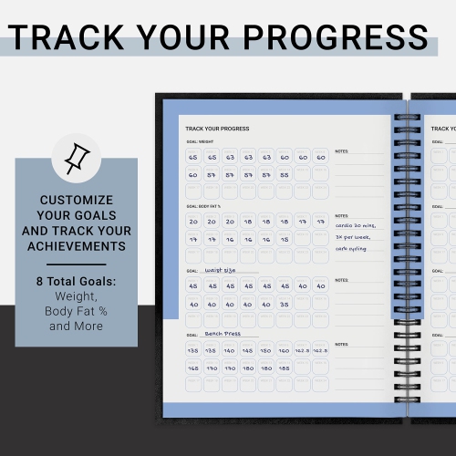 FitMate Fitness Journal, 160-page Spiral Workout Log Book with Goal Setting, Progress Tracking, Detailed Planner, 8 x 6" - Postermate