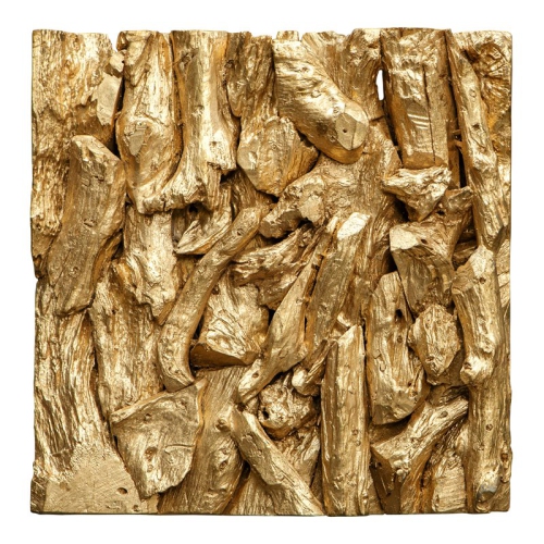 UTTERMOST  Rio 23.62" Square Contemporary Wood Wall Decor In Gold