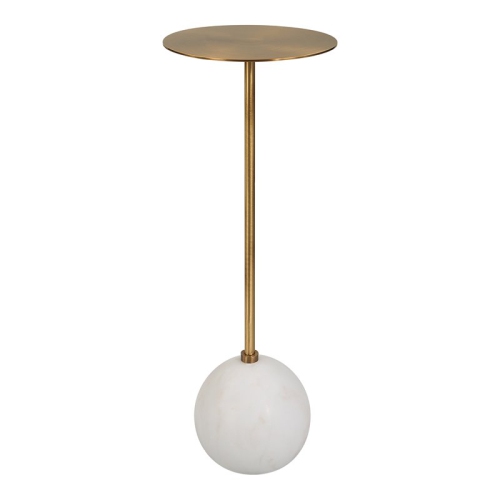 UTTERMOST  Gimlet Contemporary Metal And Marble Drink Table In Honed White/brass