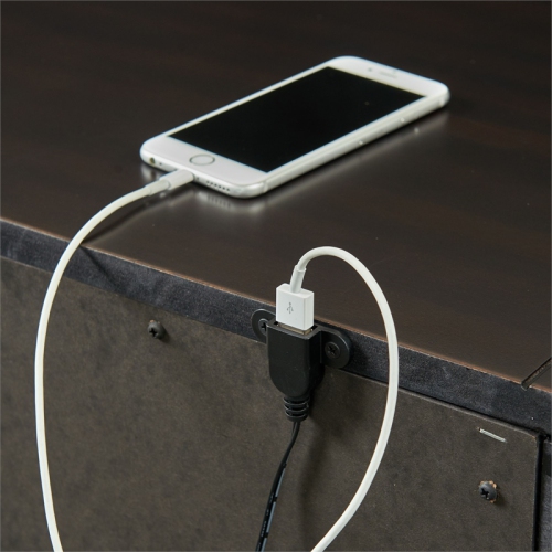 Bowery Hill Solid Wood 3-Drawer Nightstand with USB Ports in Black