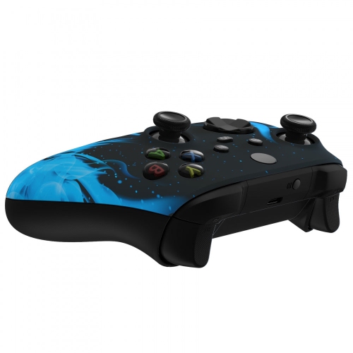 "Blue Fire" UN-MODDED Custom Controller compatible with Xbox One S/X Unique Design