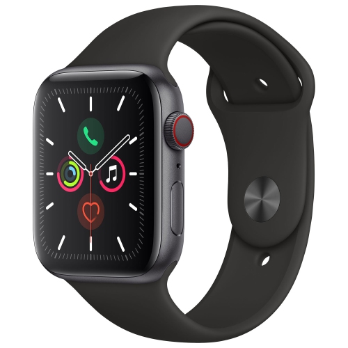 Apple Watch Series 5 (GPS + Cellular) 44mm Space Grey Aluminum Case with Black Sport Band by APPLE - Refurbished condition - Image 2