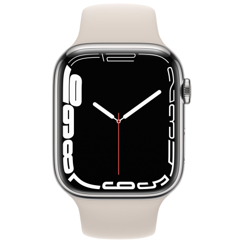 Apple Watch Series 7 (GPS + Cellular) 45mm Silver Stainless Steel Case with Starlight Sport Band by APPLE - Refurbished condition - Image 2