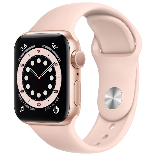 Remis à neuf 40&nbsp;mm avec boîtier en aluminium doré et bracelet sport sable rose