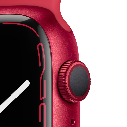Apple Watch Series 7 (GPS) 45mm (PRODUCT)RED Aluminum Case with (PRODUCT)RED Sport Band by APPLE - Refurbished condition - Image 3