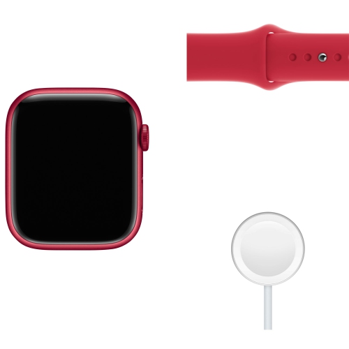 Apple Watch Series 7 (GPS) 45mm (PRODUCT)RED Aluminum Case with (PRODUCT)RED Sport Band by APPLE - Refurbished condition - Image 8