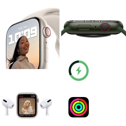 Remis à neuf - Apple Watch Series 7 (GPS + cellulaire) avec boîtier 45 mm en acier inoxydable argenté et bracelet milanais argenté