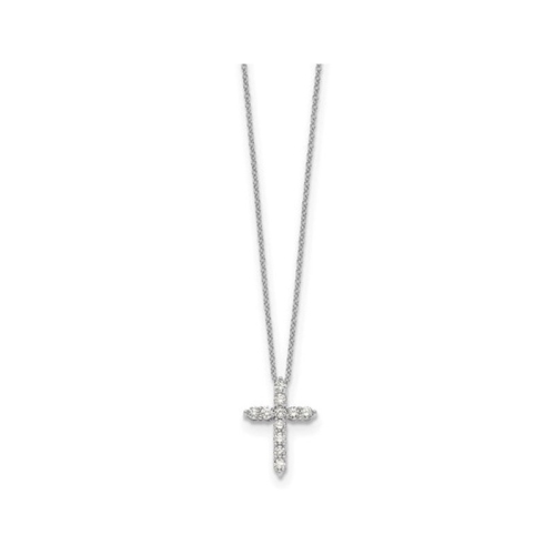 1/2 Carat (ctw) Lab-Grown Diamond Cross Pendant Necklace in